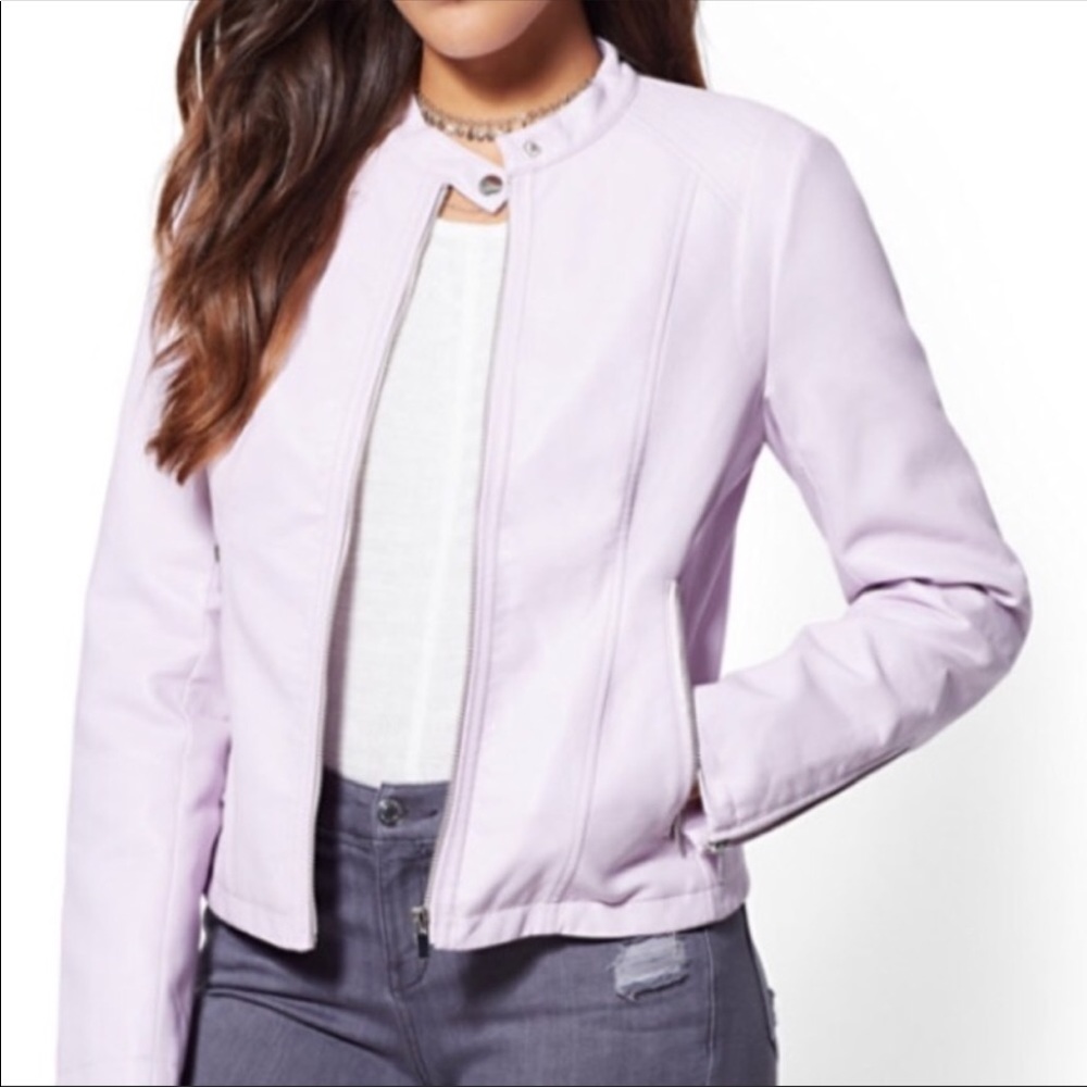 New York & Company Banded Moto Faux Leather Jacket